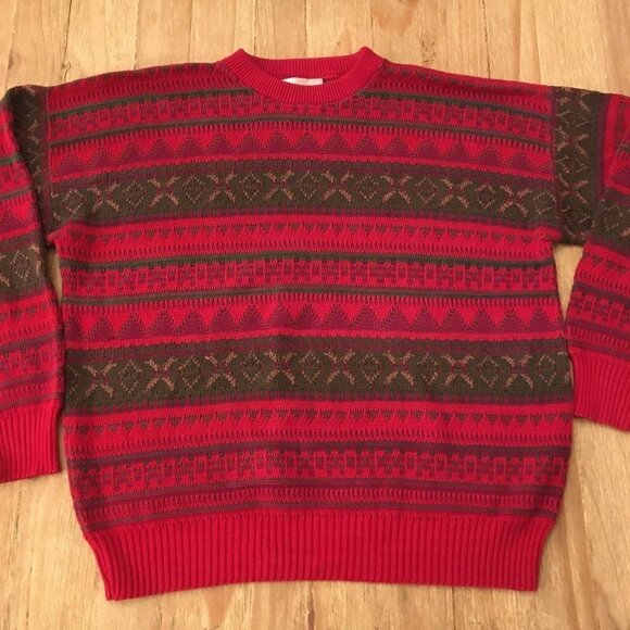 Eric Rhodes Mens Pullover Red Crewneck Sweater Vintage Size Medium USA - Picture 1 of 5